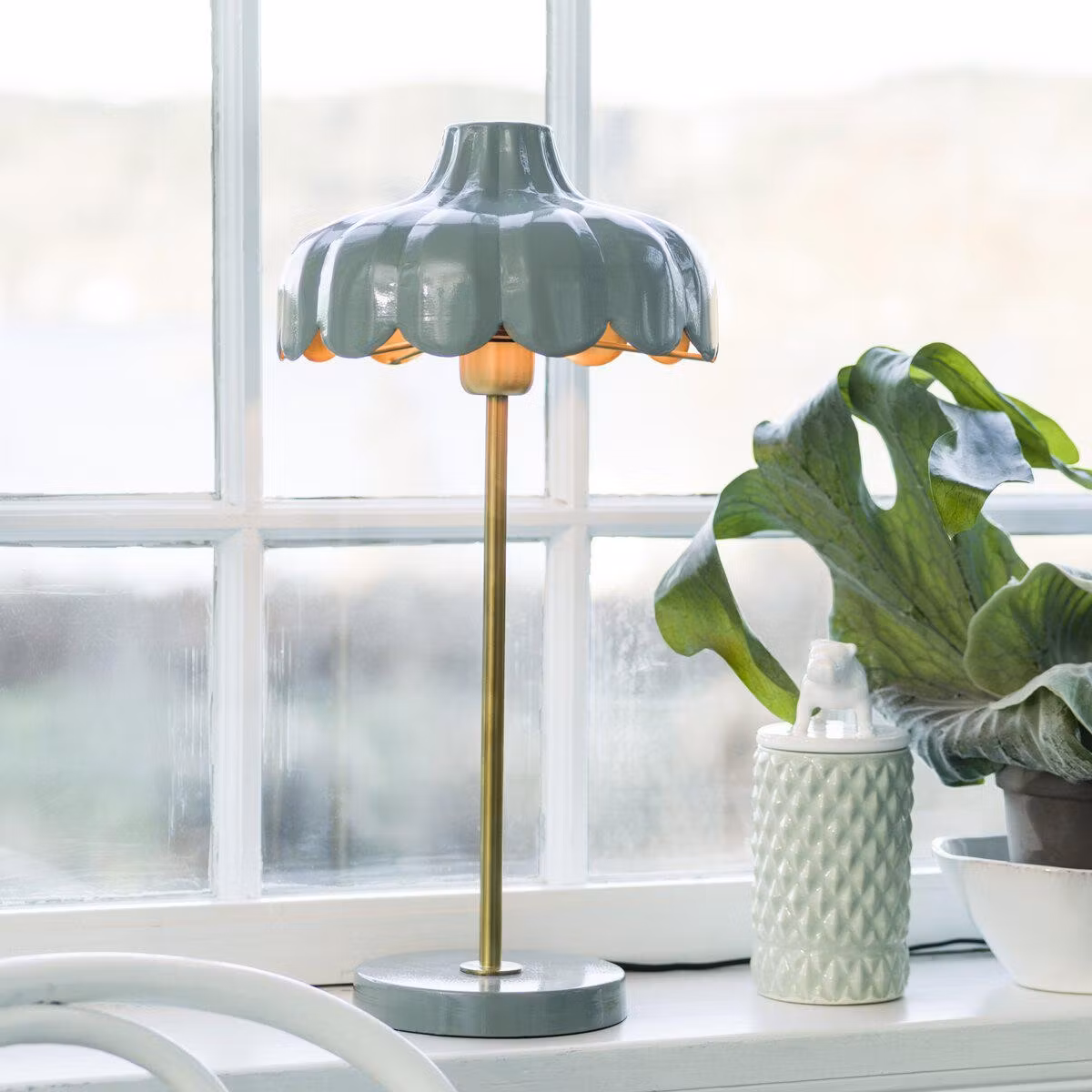 Wells bordslampa Grön/guld 50cm