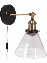 Ture vägglampa Svart/mässing 18cm