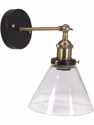 Lambda vägglampa Svart/mäss Klar 18cm