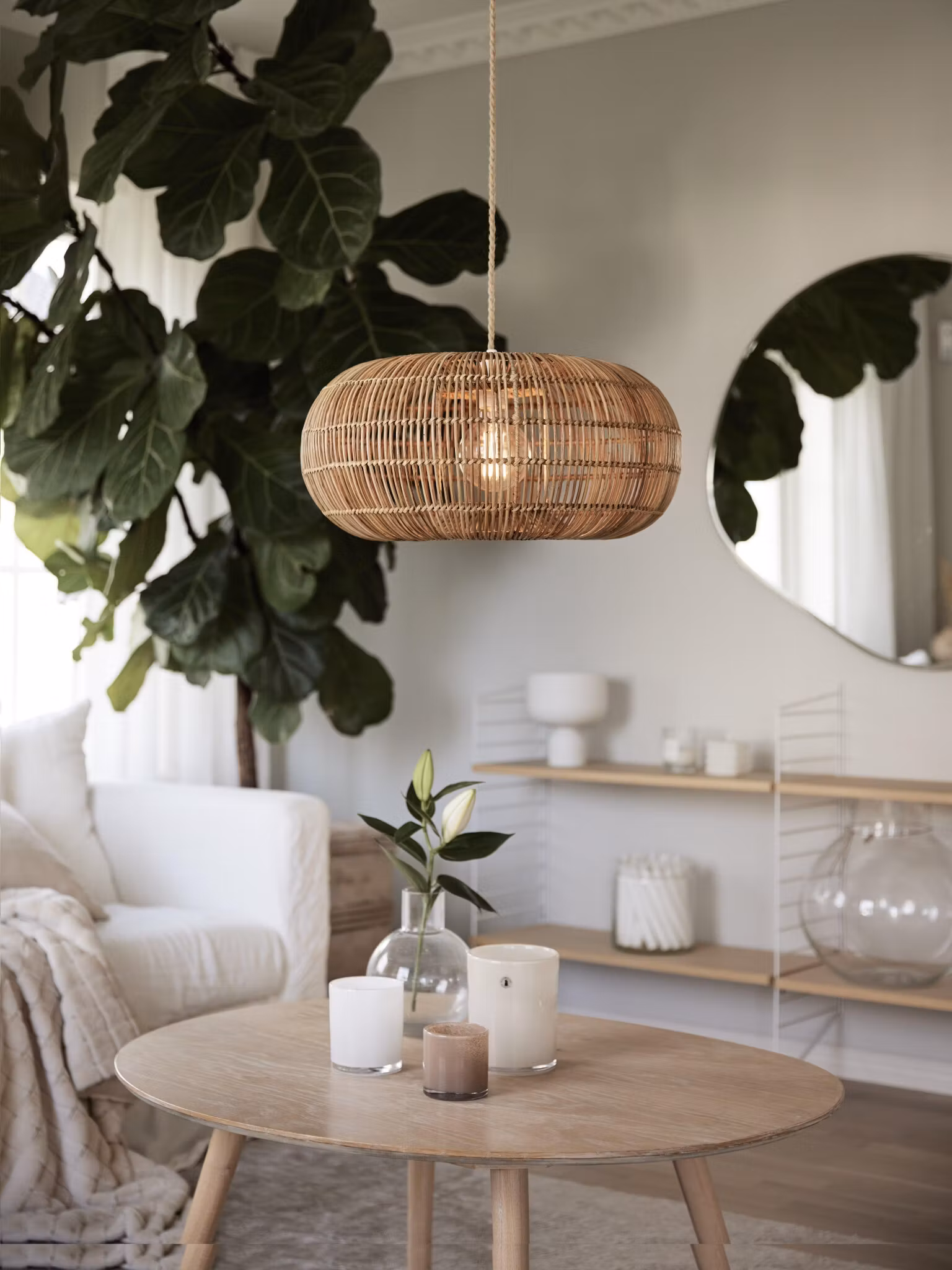 Zuri Taklampa Natur 51cm