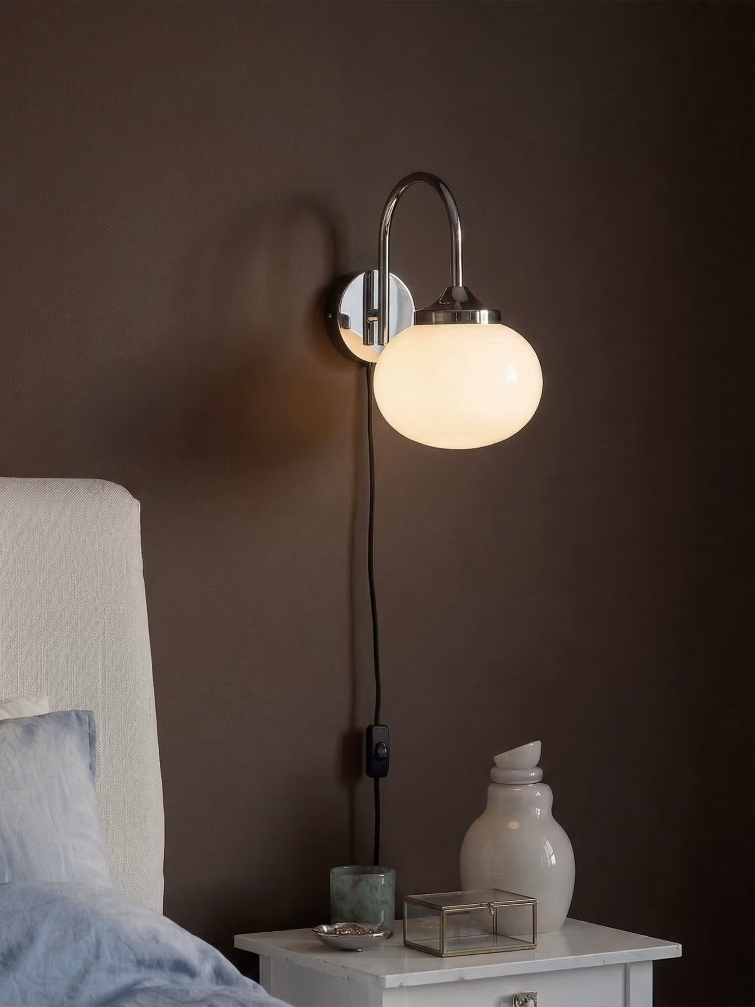 Elsy Vägglampa Vit krom 26cm