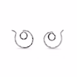 Ear Jacket cirkel klein- Oorbellen Gerecycled Zilver