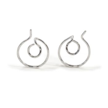 Ear Jacket cirkel-  oorbellen gerecycled zilver