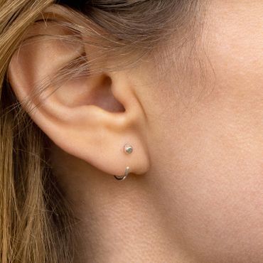 Mini Huggies Earrings Recycled Sterling Silver