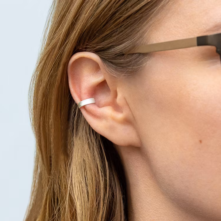 Ear Cuff Matt - Non Pierce Earring - Recycled Silver