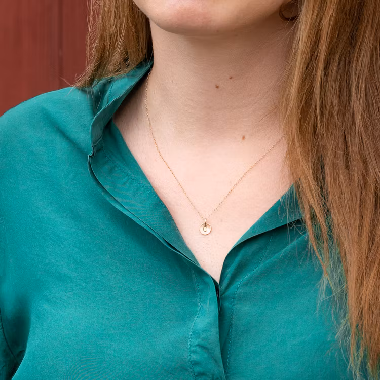 18K Necklace with Initial Letter Recycled Gold