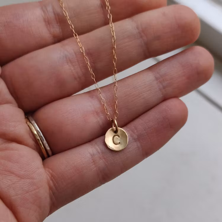 18K Necklace with Initial Letter Recycled Gold