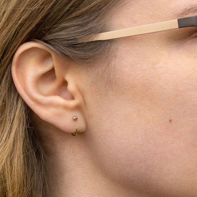 18K Gold Mini Huggies Earrings Recycled Gold