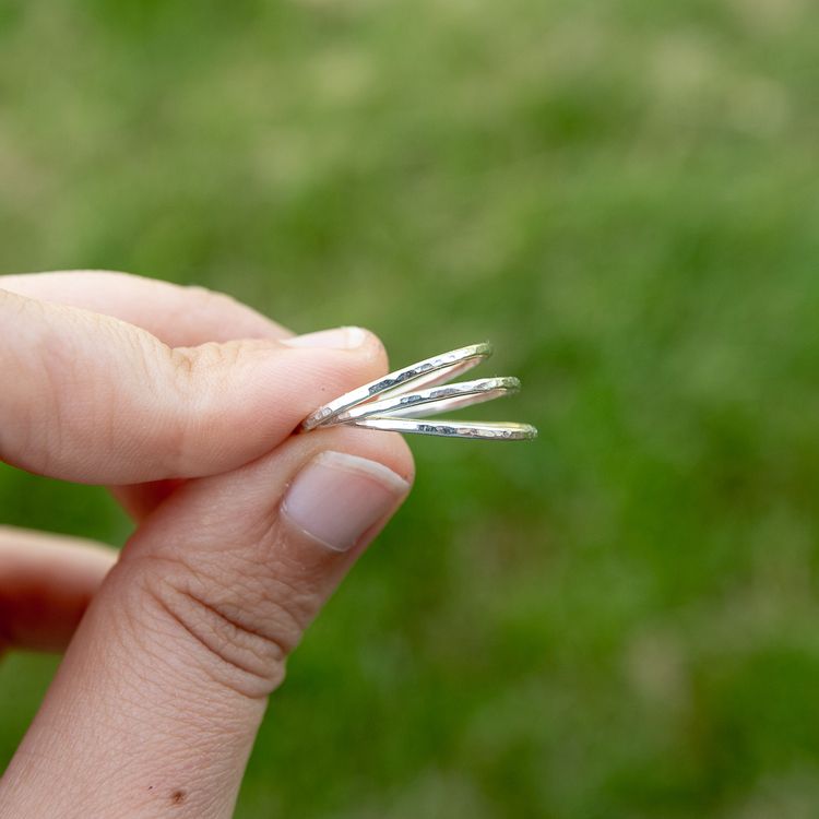 Thin Hammered Ring 1,2 mm Recycled Silver