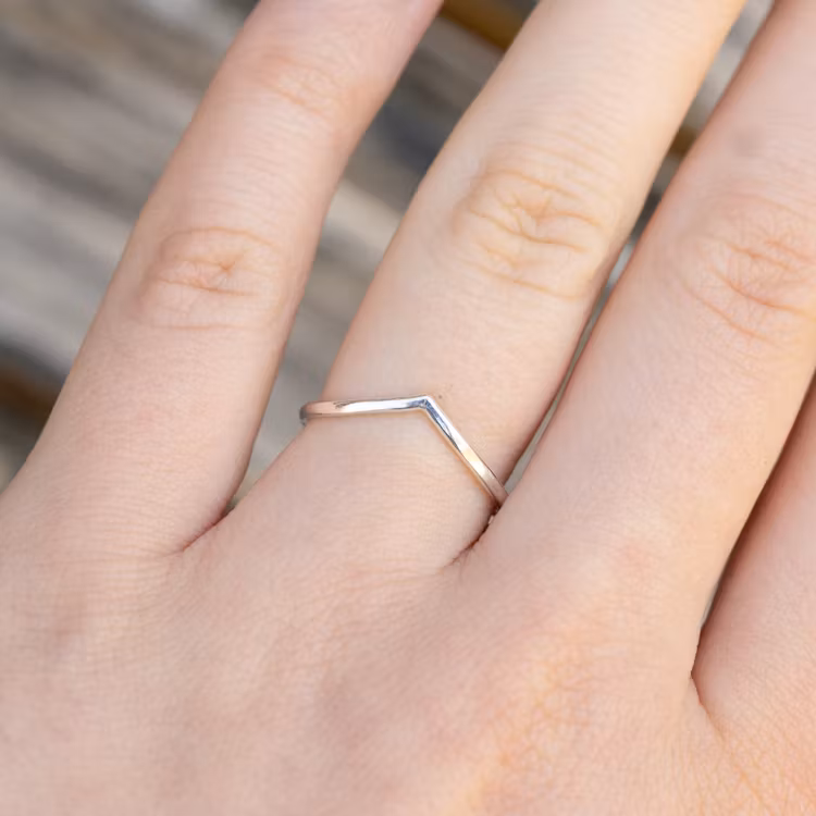 Chevron Ring Thin Recyled Silver