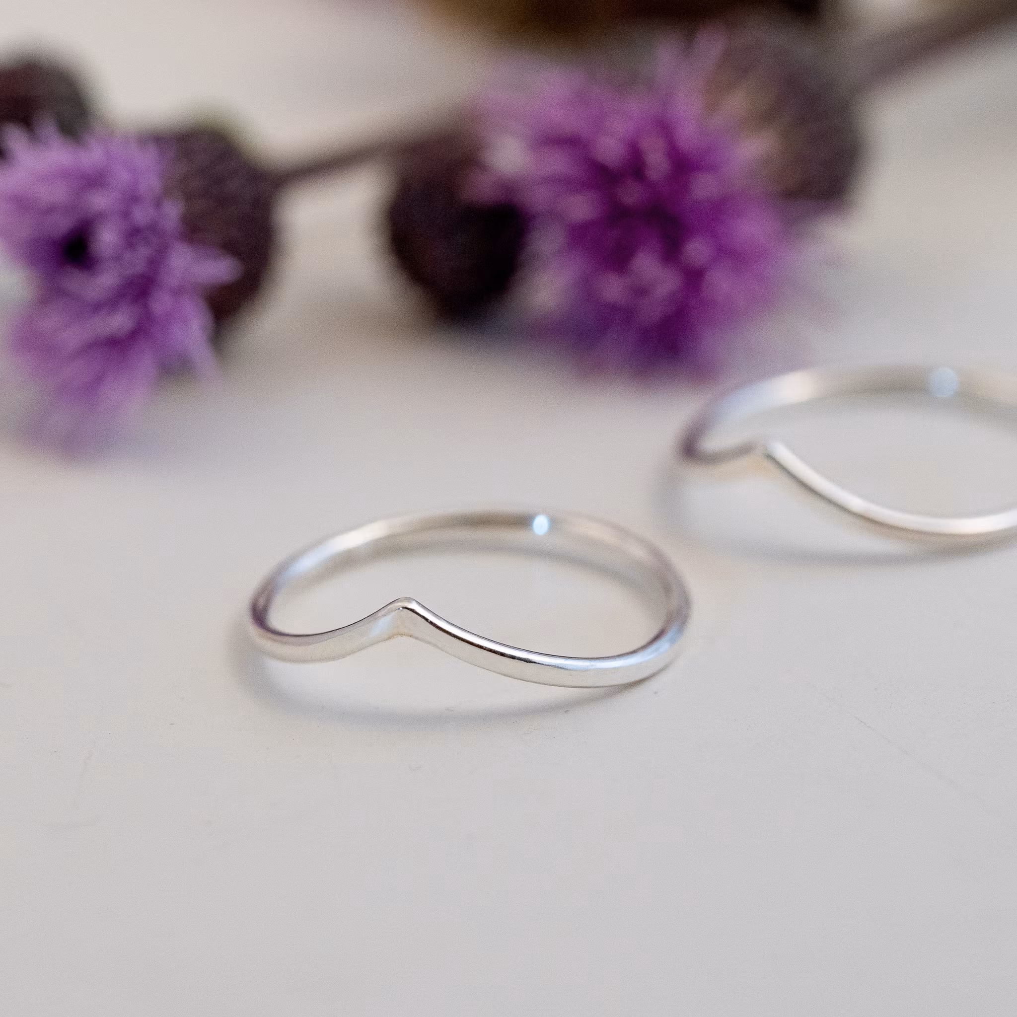 Chevron Ring Thin Recyled Silver