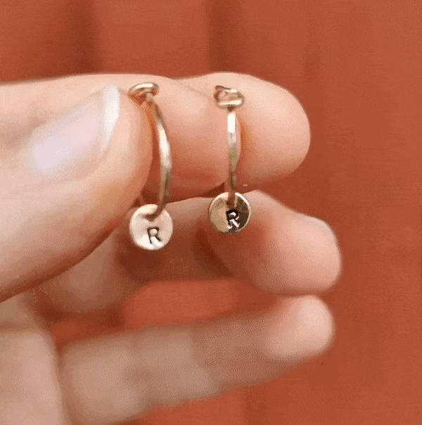 Handmade Hoops Earrings Name Jewelry Recycled Gold