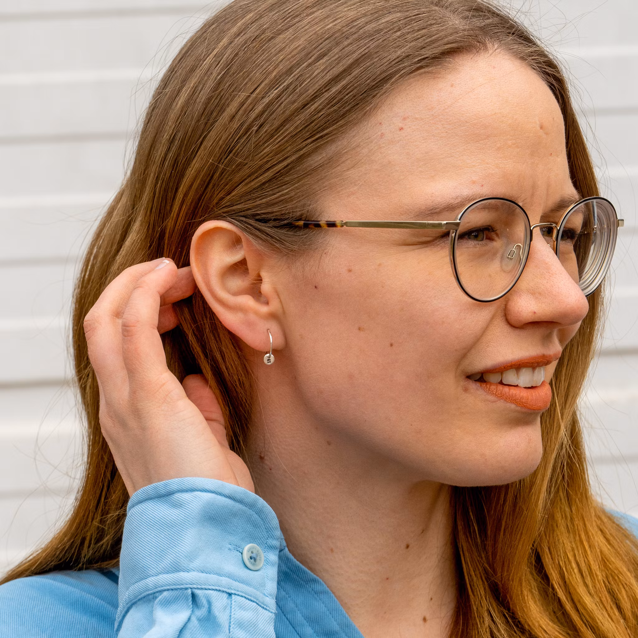 Handmade Hoops Earrings Name Jewelry Recycled Silver Model