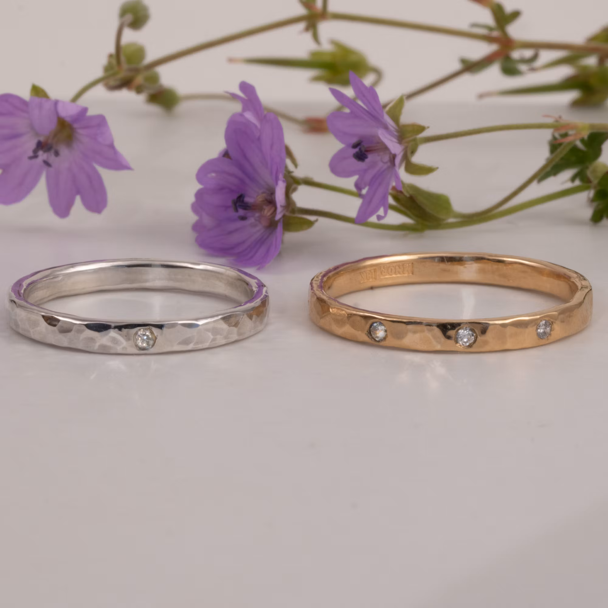 Ella Ring Recycled Diamond Hammered Silver