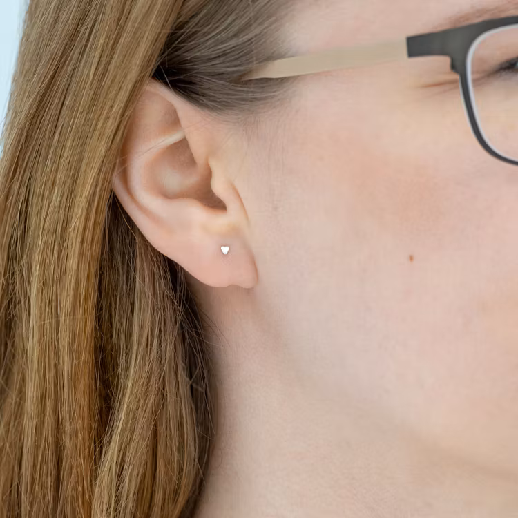 Micro Hearts - Stud Earrings in Recycled Silver