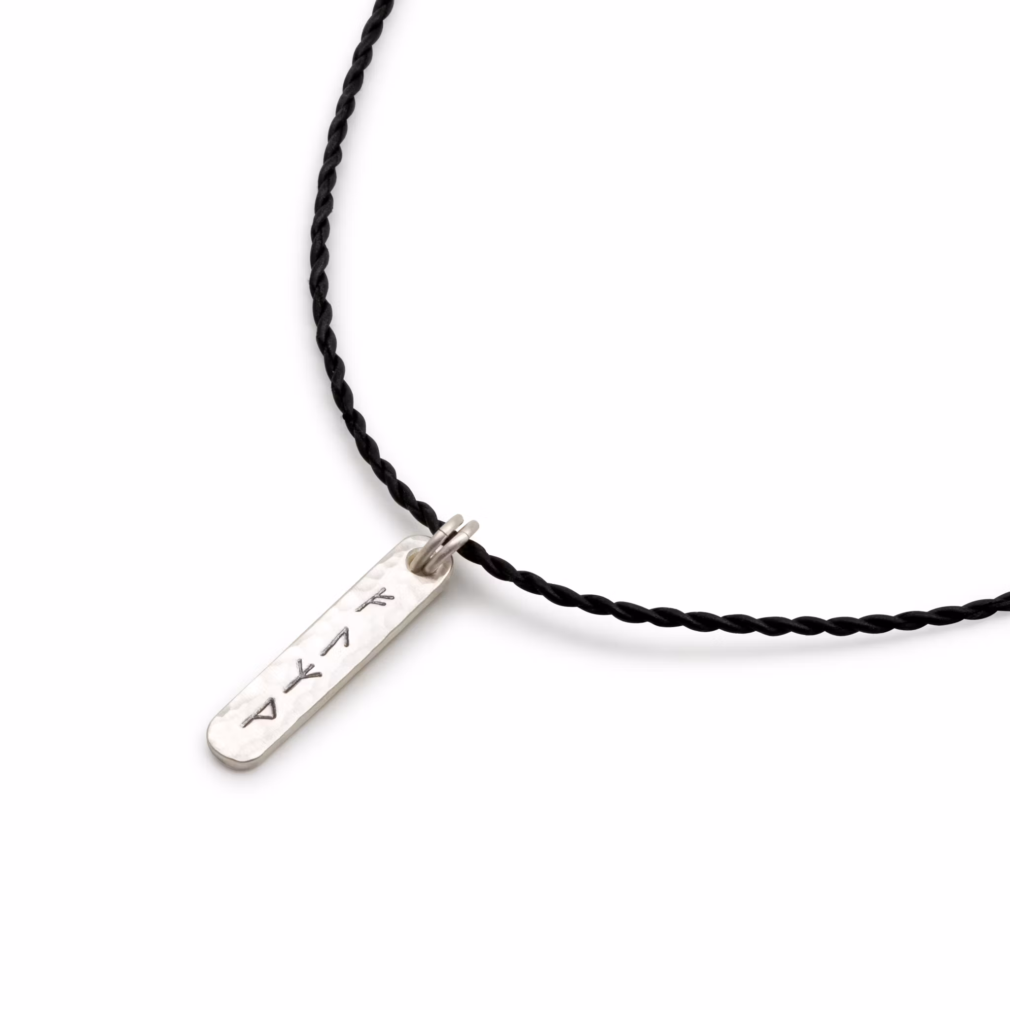 Necklace Runes Recycled Sterling Silver Leather