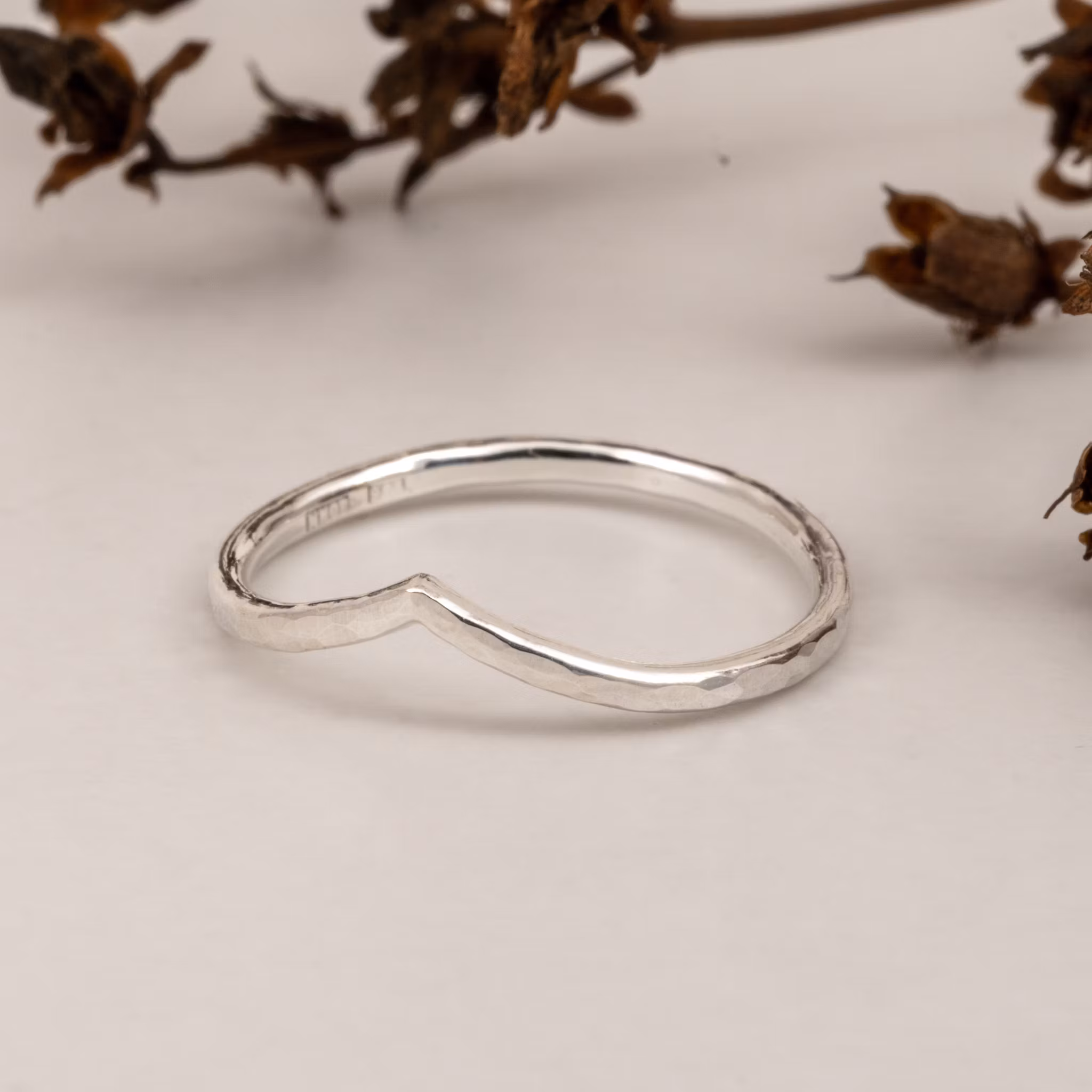 Chevron Ring Hammered Recycled Sterling Silver