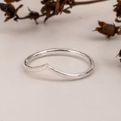Chevron Ring Hammered Recycled Sterling Silver