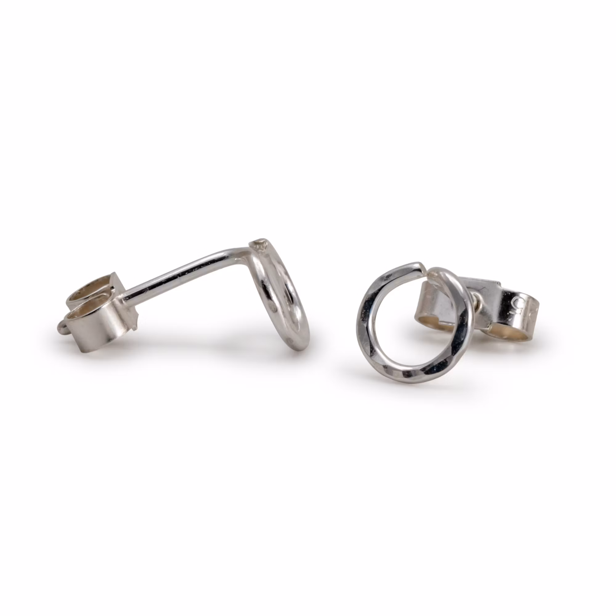 Second Hand - Stud Earring Circle - Recycled Silver