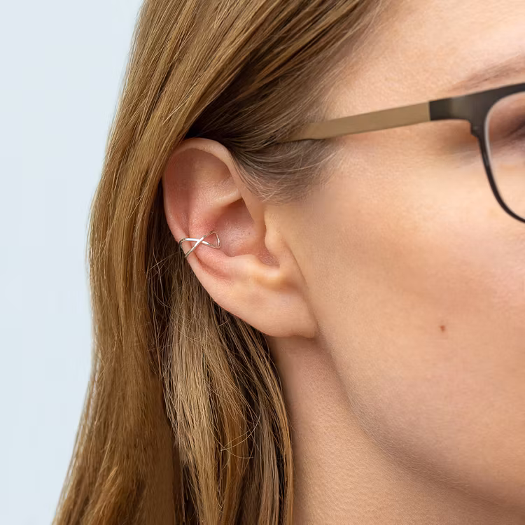 Second Hand Ear Cuff Cross Earring Recycled Silver