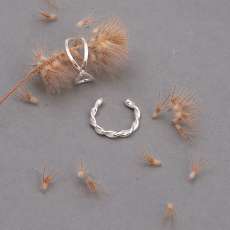 Second Hand Ear Cuff Cross Earring Recycled Silver