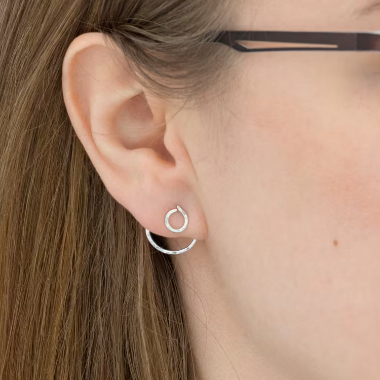 Second Hand Ear Jacket - Earring Circle Recycle Silver
