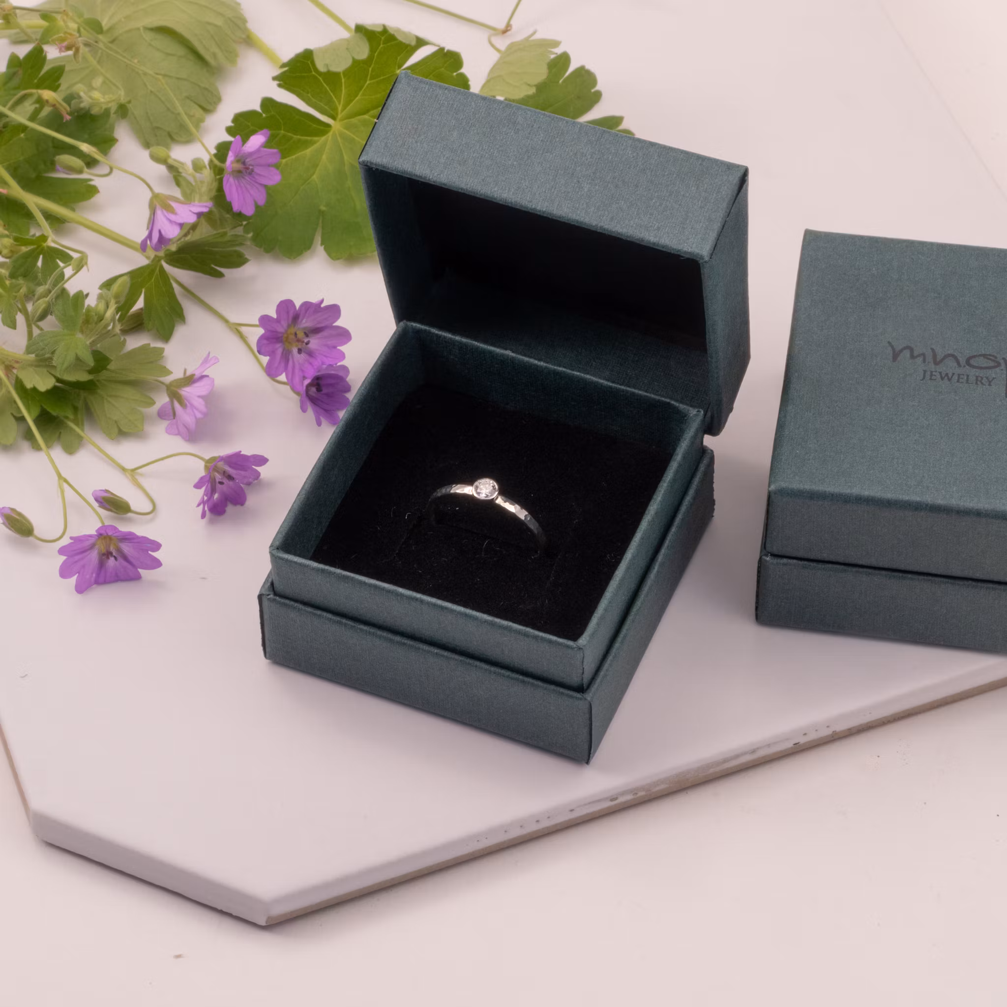 Lily Ring Recycled Diamond Sterling Silver