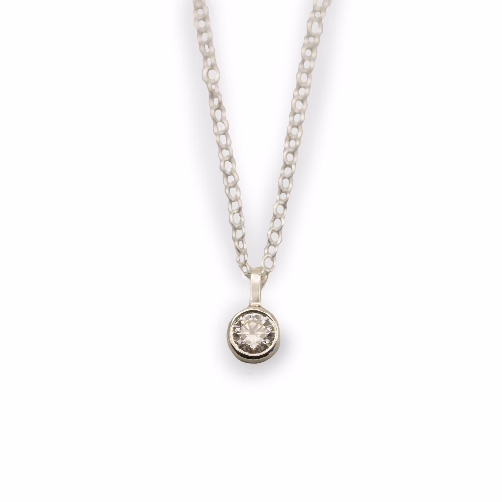 Moissanite Pendant - Necklace Recycled Sterling Silver