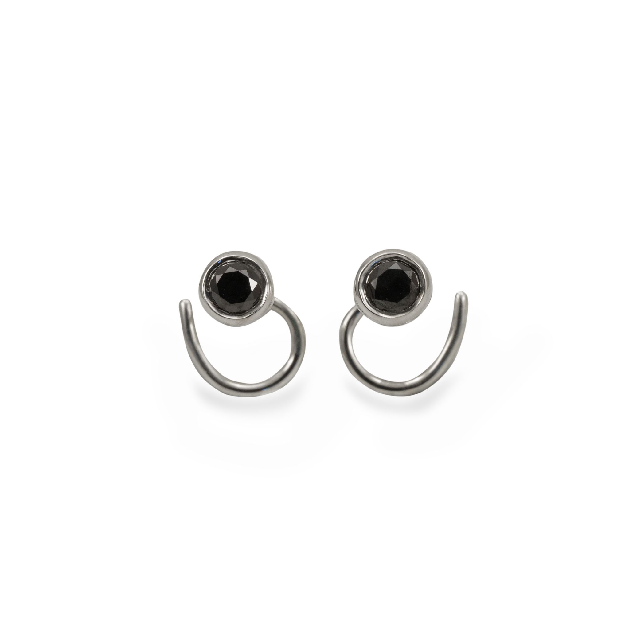 Black Diamoind Comfort Small Earrings Recycled Sterling Silver