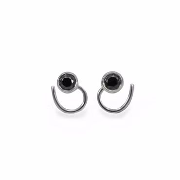 Black Diamoind Comfort Small Earrings Recycled Sterling Silver