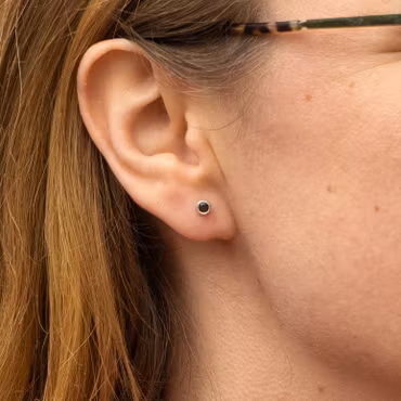 Black Diamoind Comfort Small Earrings Recycled Sterling Silver