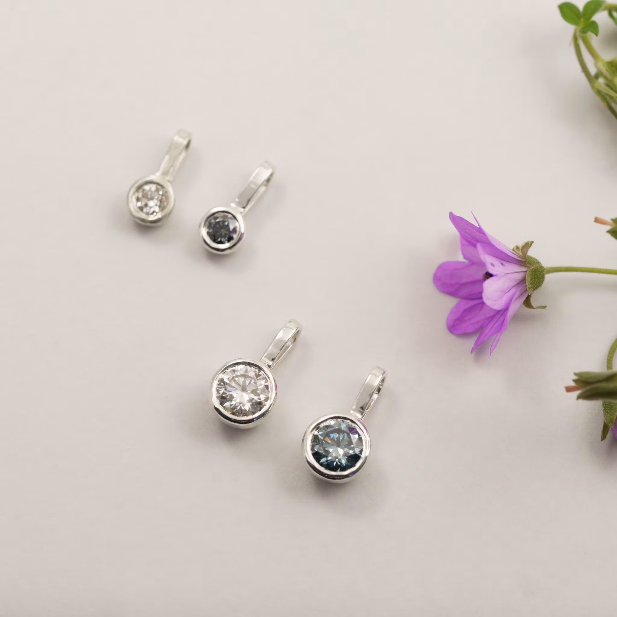 Moissanite Pendant - Necklace Recycled Sterling Silver