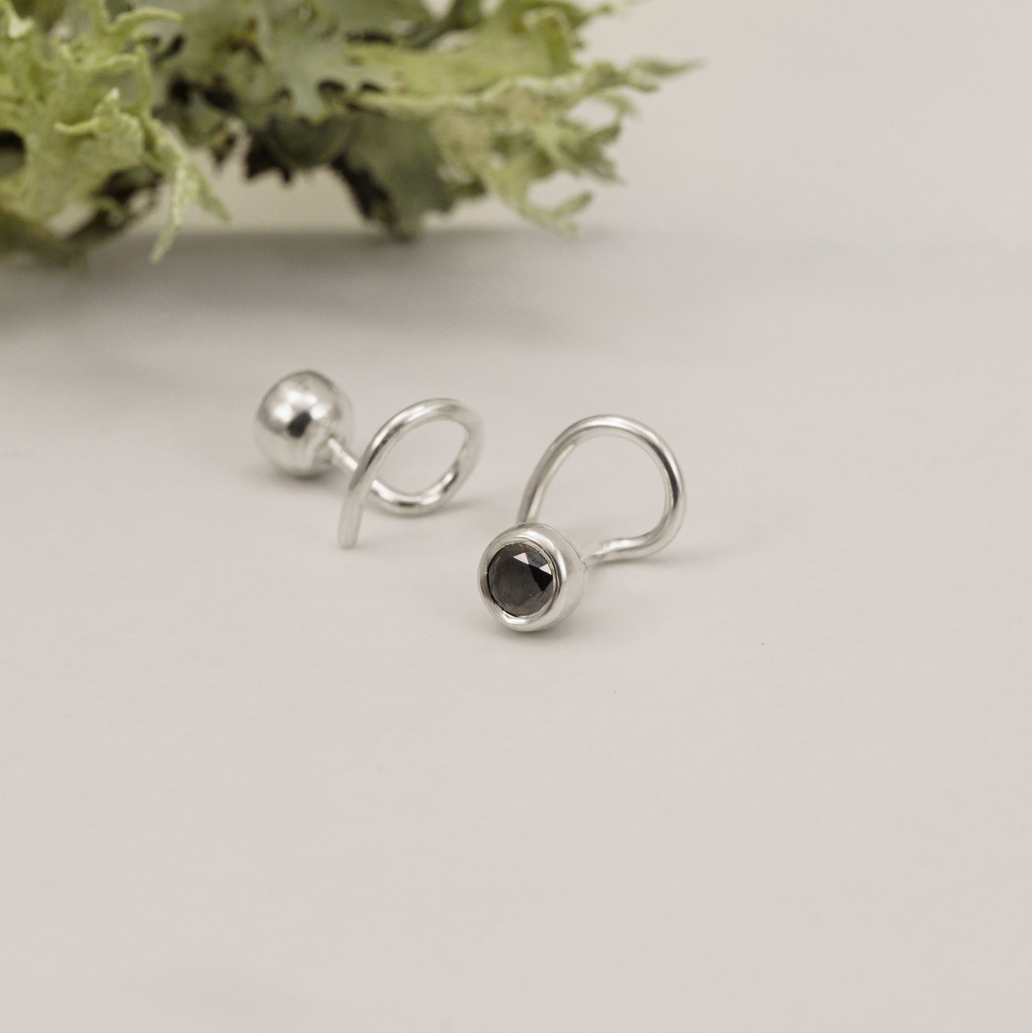 Black Diamoind Comfort Small Earrings Recycled Sterling Silver
