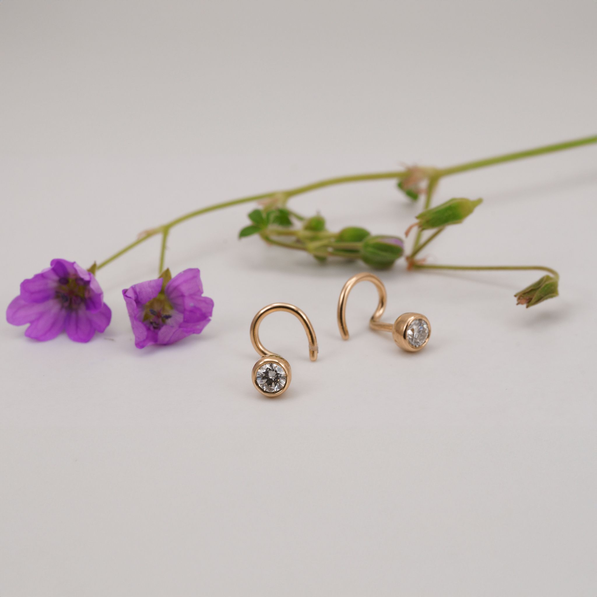 18K Diamond Comfort Small Earrings Recycled Gold