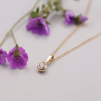 18K Diamond Pendant - Necklace Recycled Gold