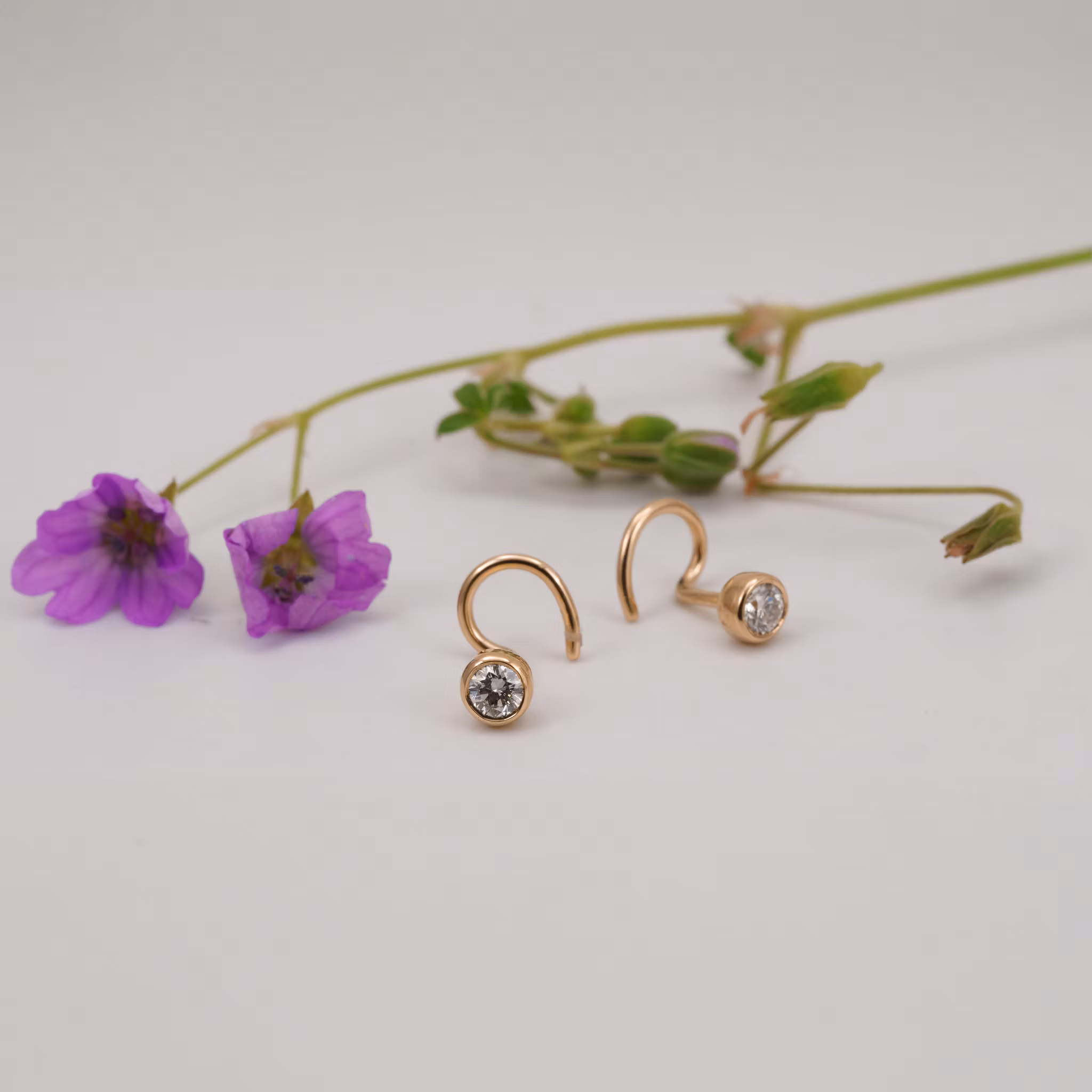 18K Moissanite Comfort Small  Earrings Recycled Gold