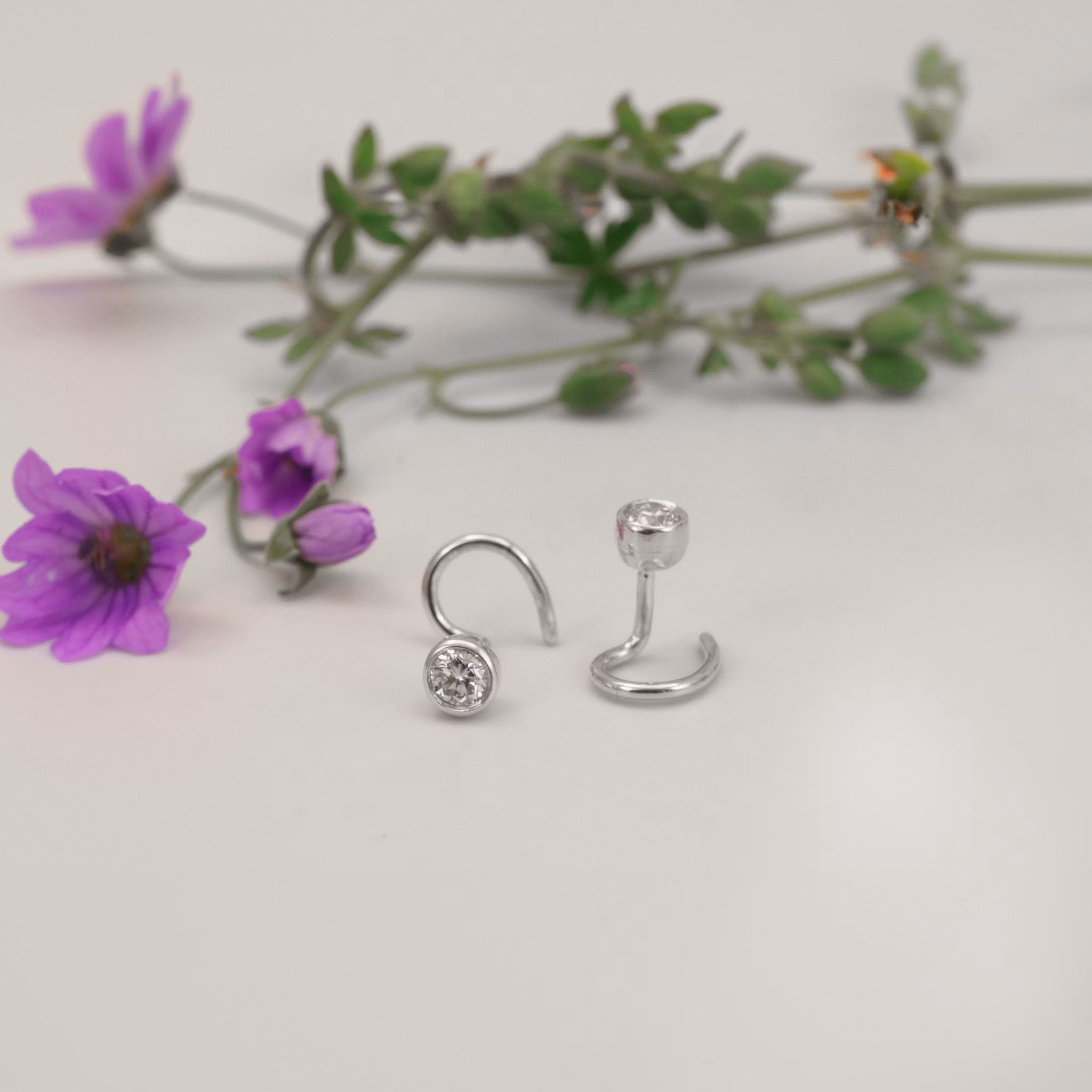 Diamond Comfort Small Earrings Recycled Sterling Silver