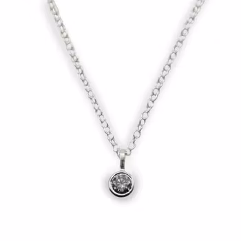 Moissanite Gray Pendant - Necklace Recycled Sterling Silver