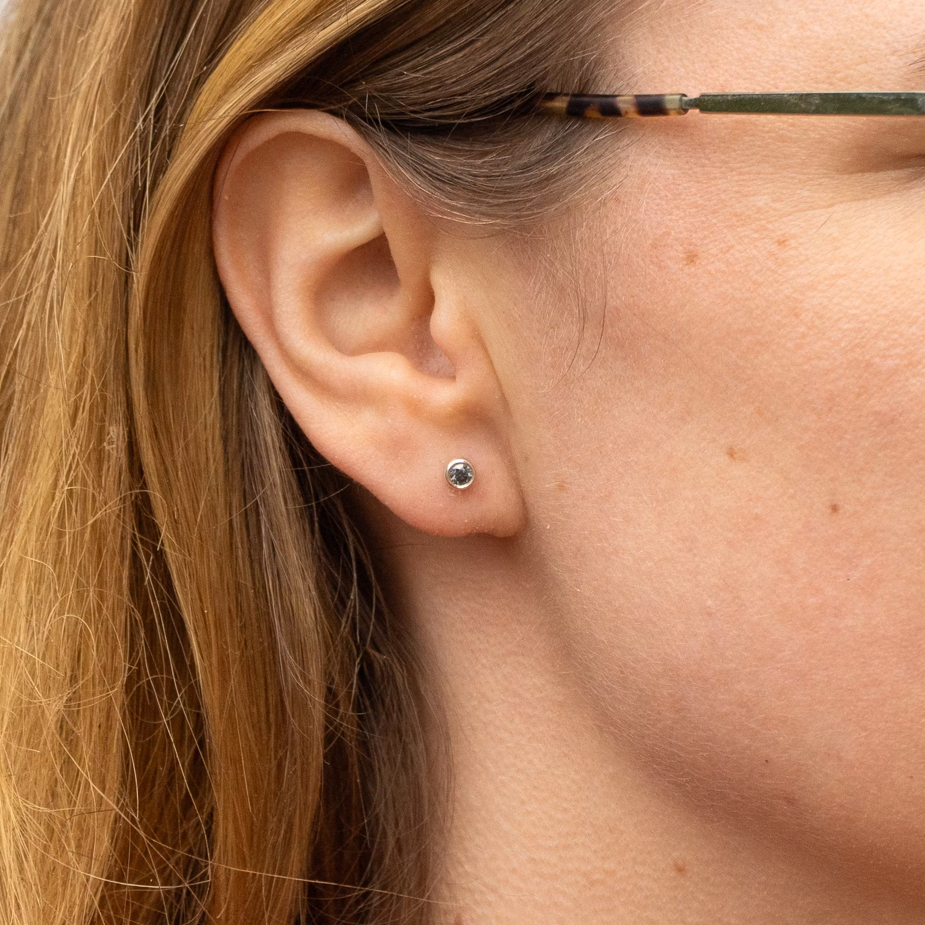 Moissanite Grey Comfort Small Earrings Recycled Sterling Silver