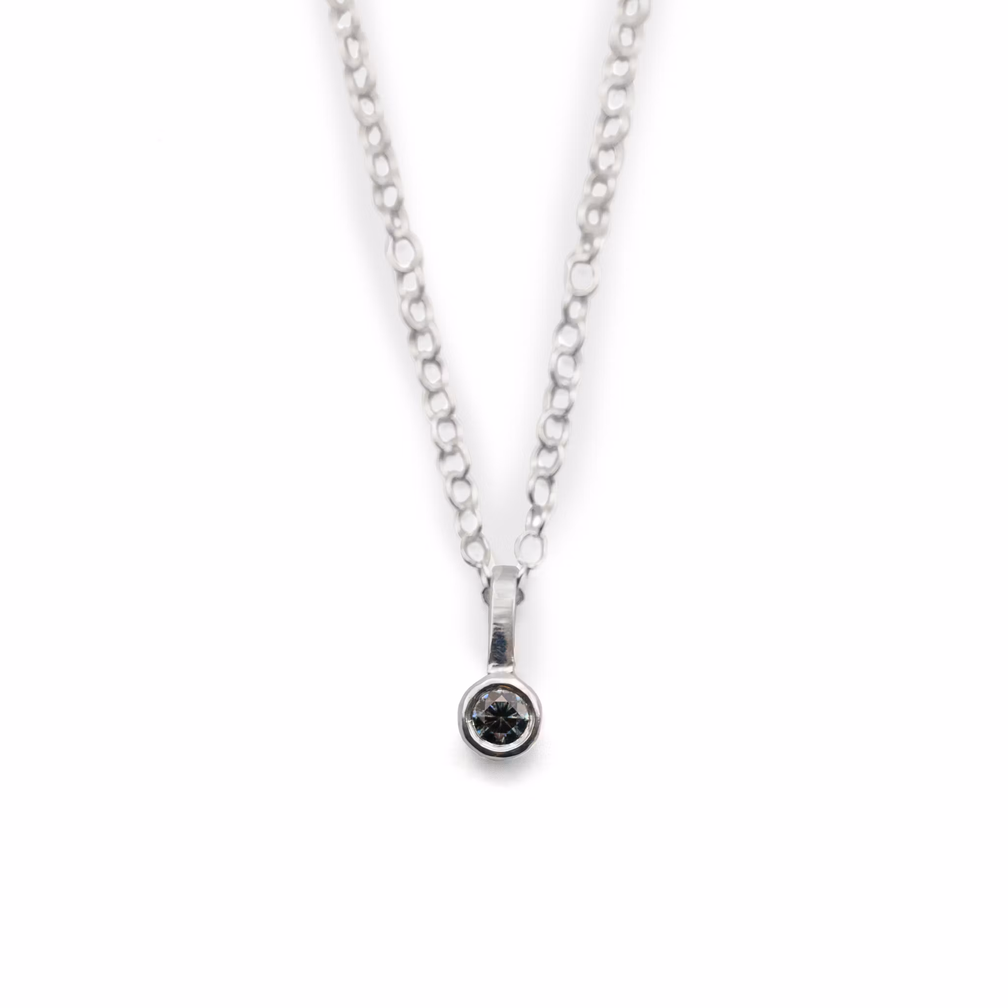 Moissanite Gray Pendant - Necklace Recycled Sterling Silver