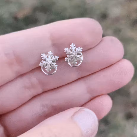 Snowflake Comfort - Earrings Recycled Sterling Silver