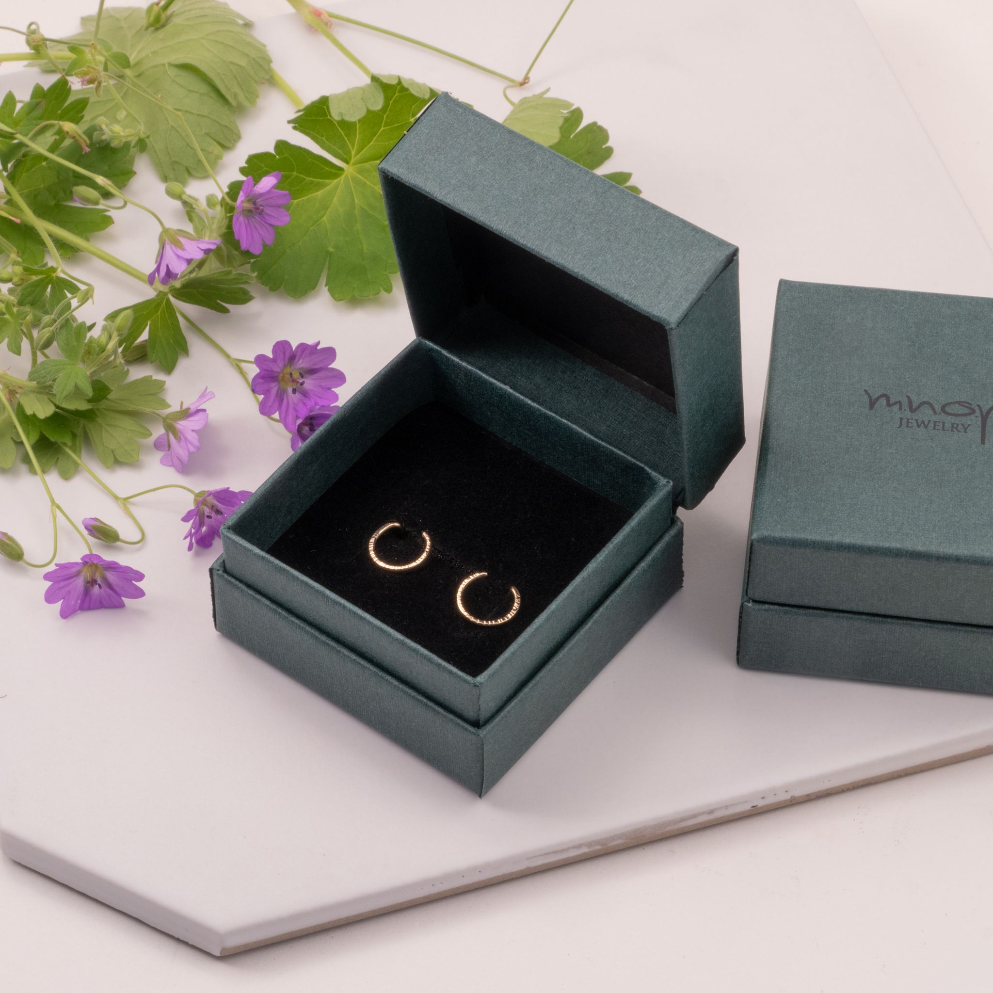 Lab-grown Emerald Comfort Earrings Recycled Silver