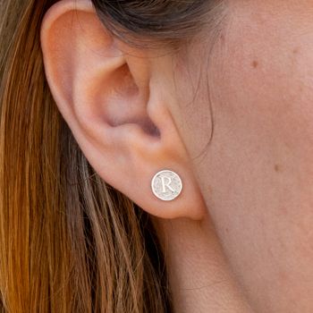 Letter Coin - Comfort Earrings in Recycled Silver