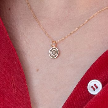 18K Letter Coin Necklace with letter in Recycled Gold
