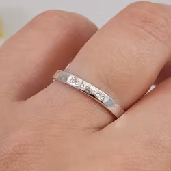 Hammered Ring 2.5 mm with your own Text or Name in Recycled Silver