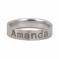 Hammered Ring 4.5 mm with Your Text or Name in Recycled Silver