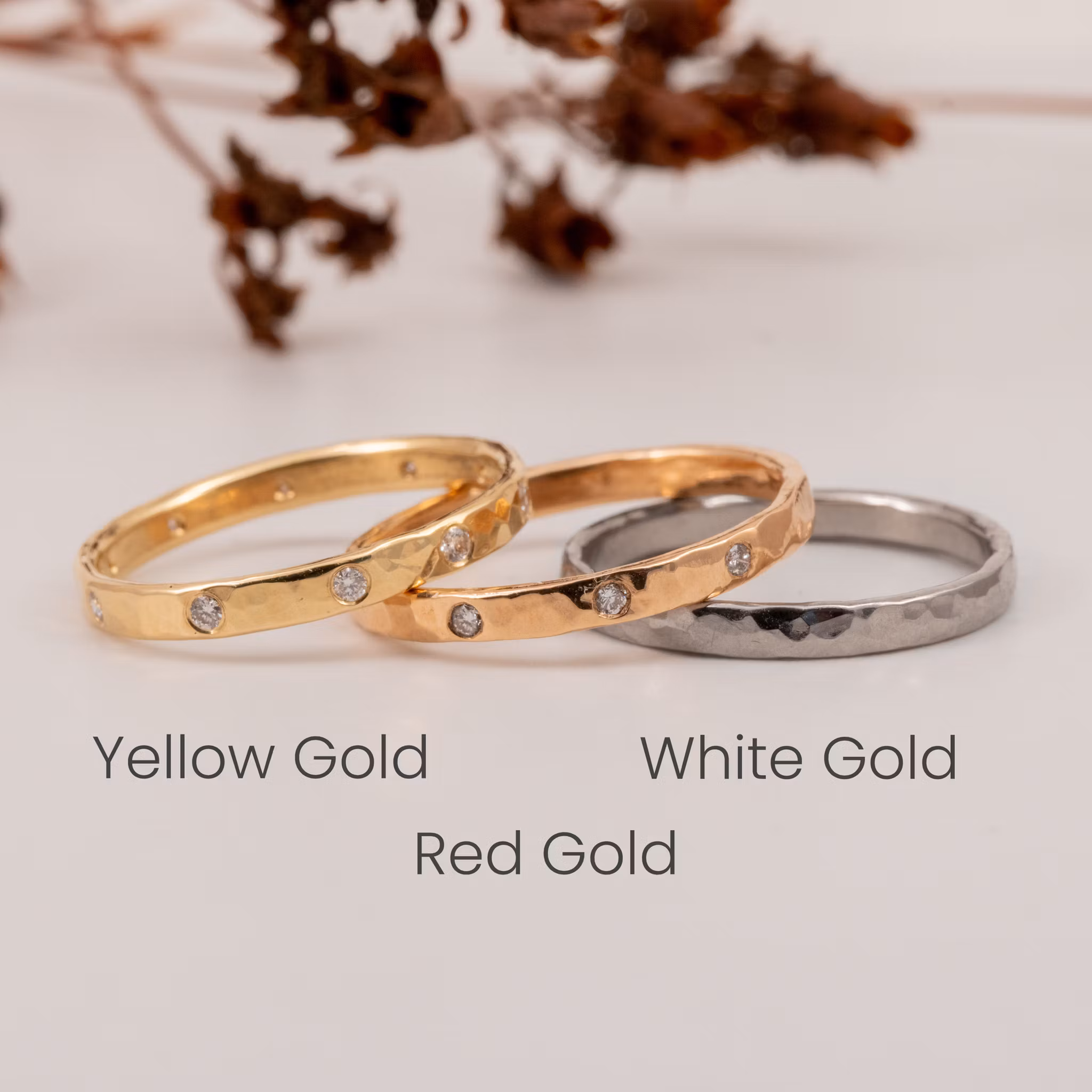 18K Chevron Ring Hammered Recycled Gold