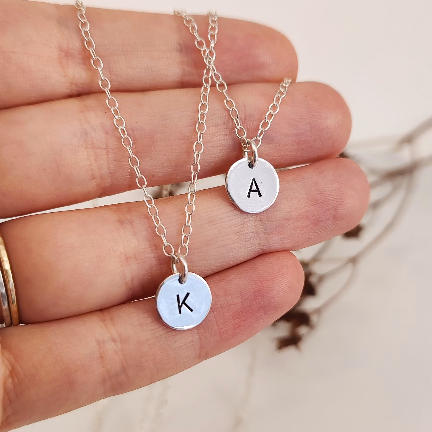 Second Hand - Initial Necklace Recycled Silver A and K