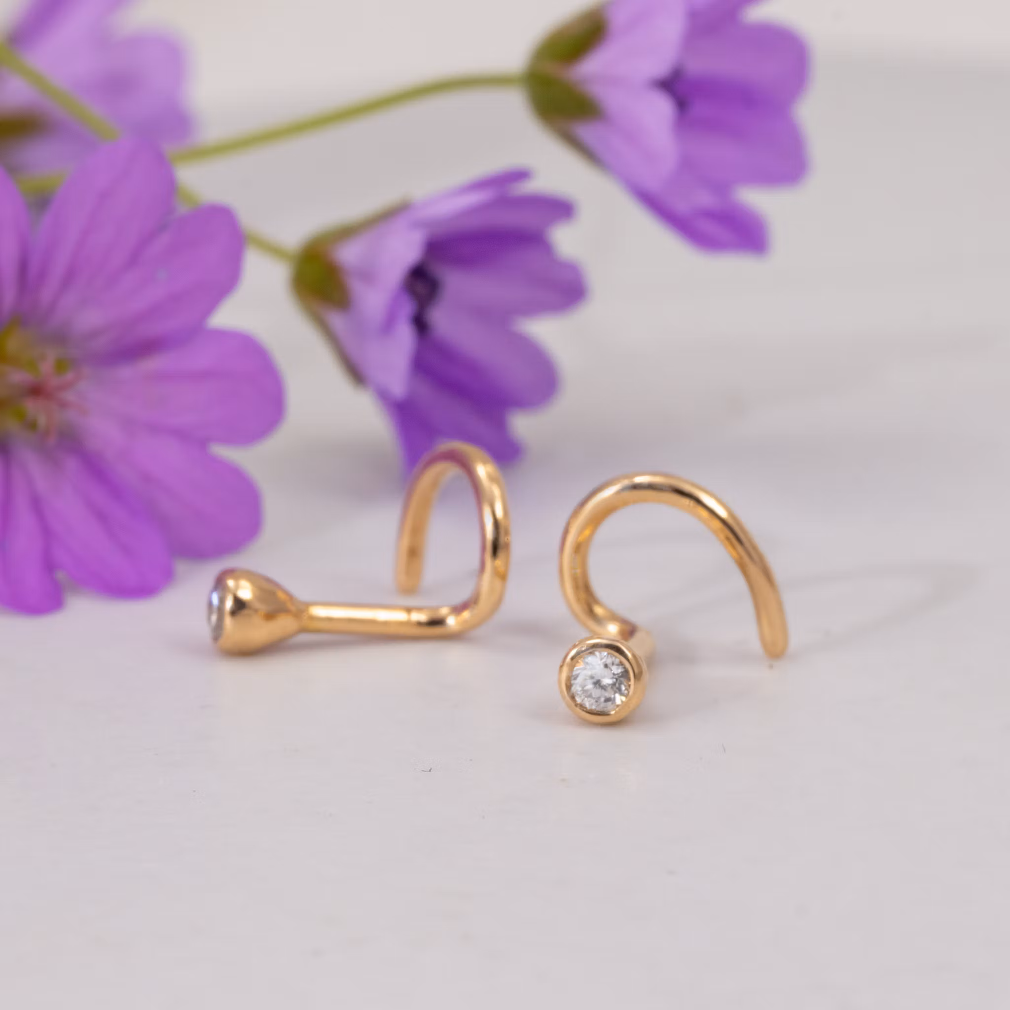 18K Diamond Mini Comfort Earrings Recycled Gold