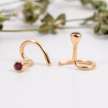 18K Lab grown Ruby Mini Comfort Earrings Recycled Gold